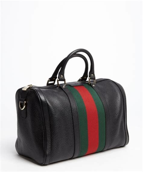 gucci black leather vintage web boston bag